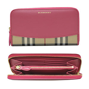 Burberry Crimson Pink Horseferry Check Zip Around Wallet –  