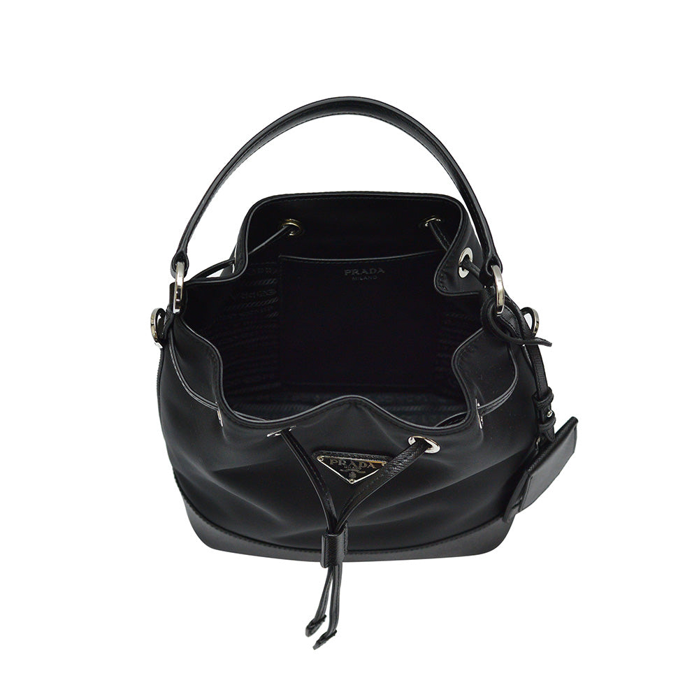 Prada Nero Tessuto Saffiano Leather Bucket Bag – 