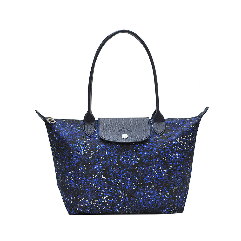 Longchamp Blue Le Pliage Fleurs Bag S 