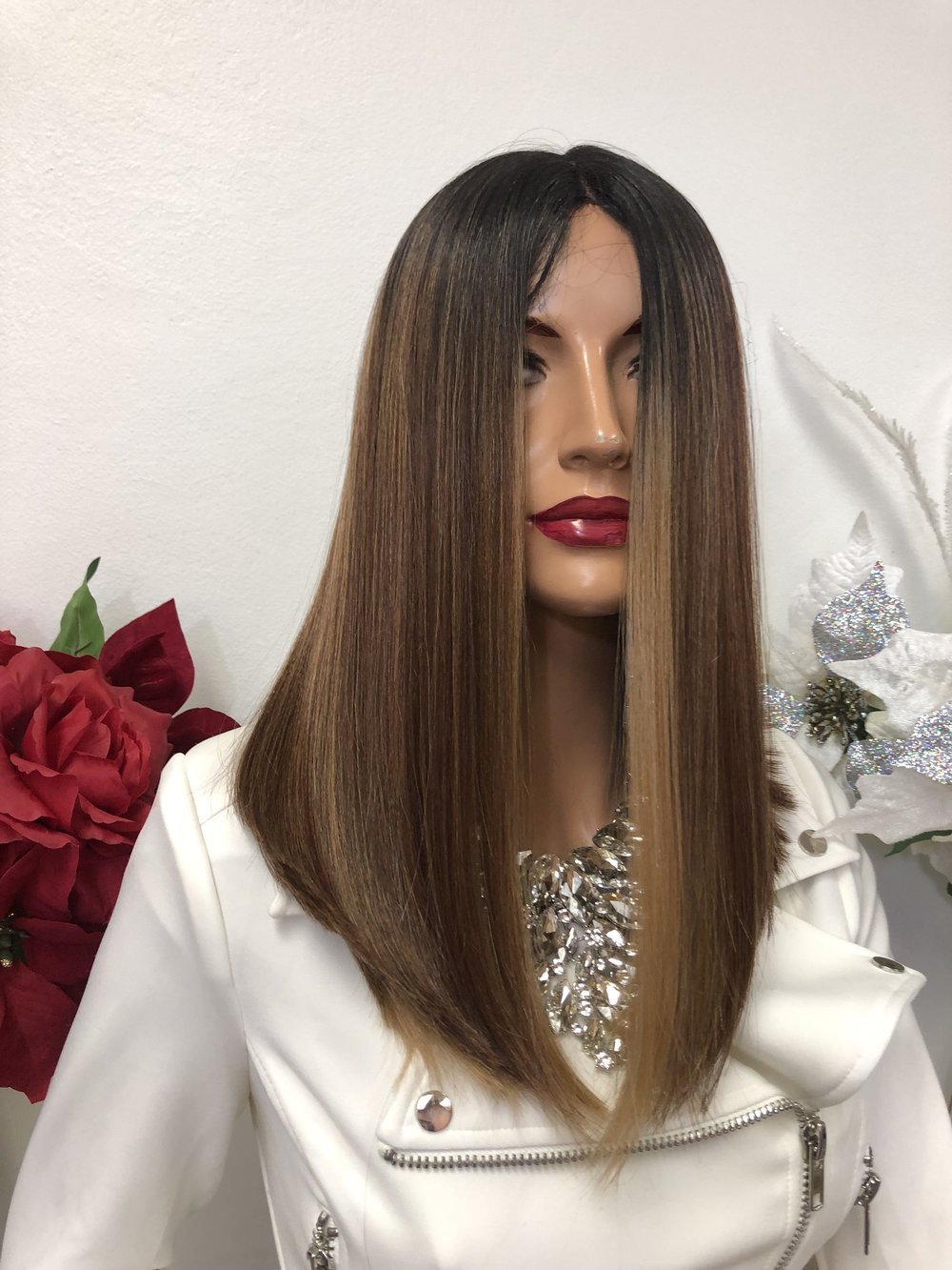 Blonde Balayage Black Ombre Long Bob Short Hair Lace Front Wig 10