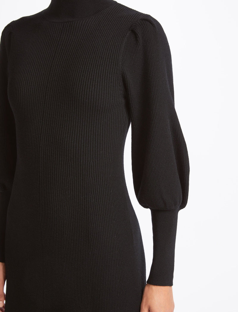 Eva Wool Knit Maxi Dress - Black