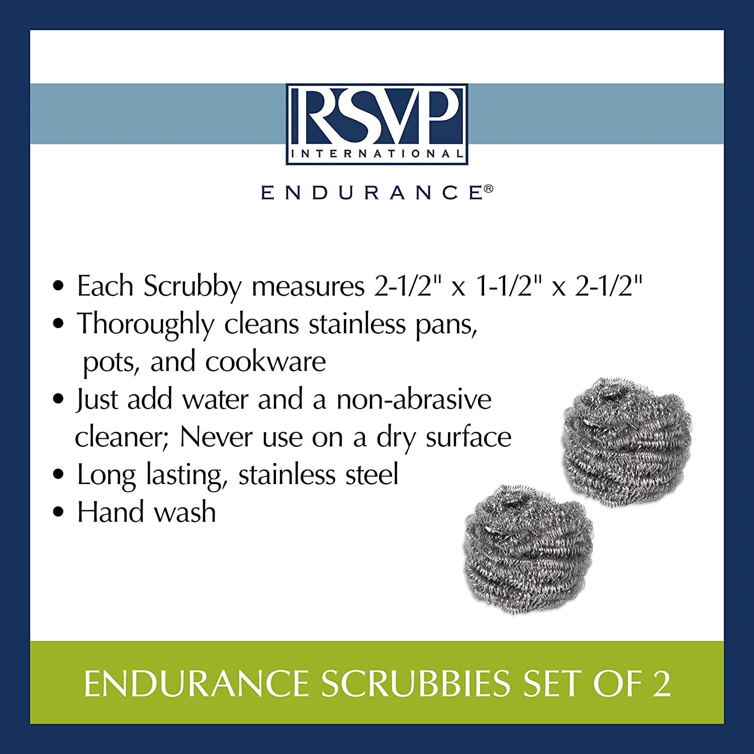 Rsvp Endurance Set of 2 Stainless Steel Scrubbies