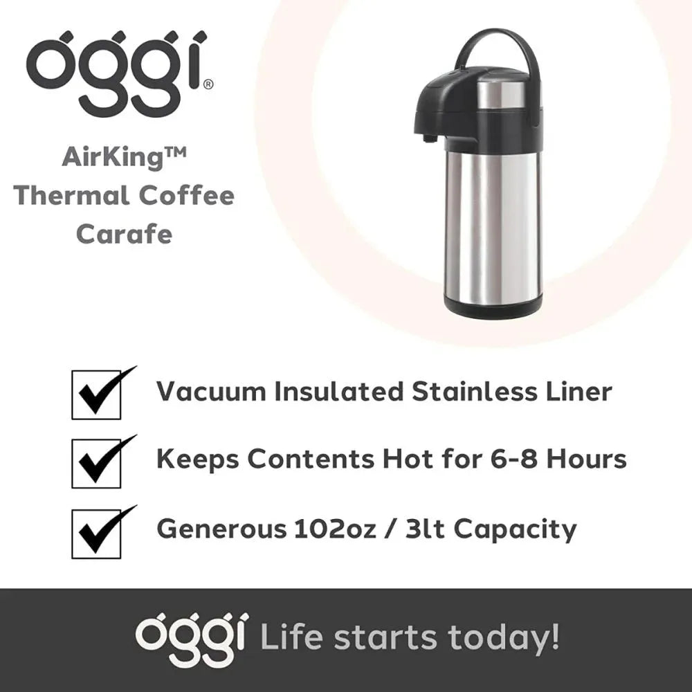 OGGI 2-Liter Stainless Steel Thermal Carafe 