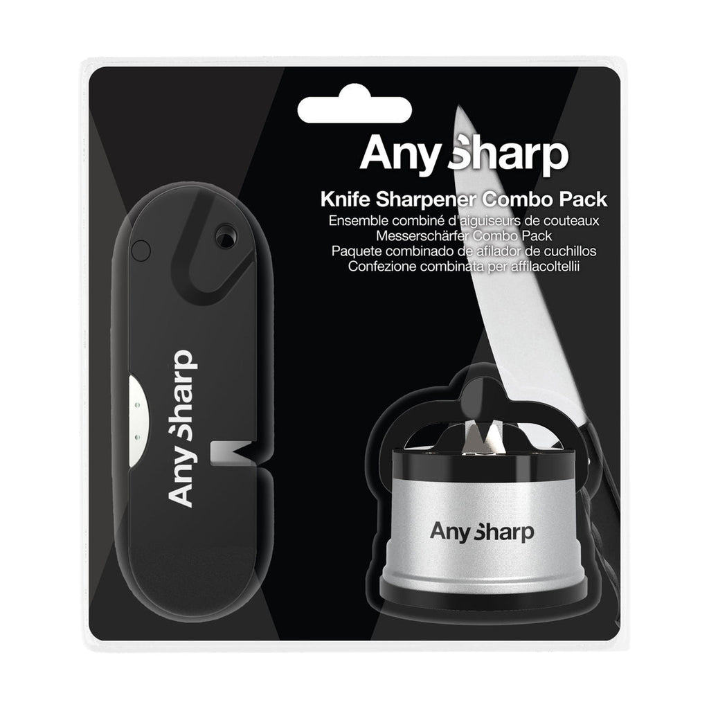 AnySharp | Bundle | Sharpener + Mini Scissors, Essentials, Silver, Size: Large