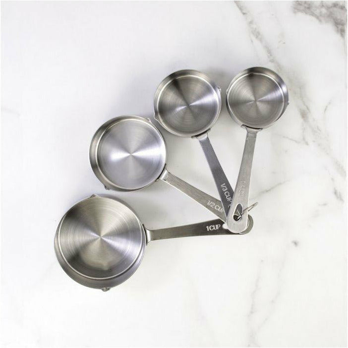 Polished Stainless Steel 4 Measuring Cups & 3 Spoons Set AMCO