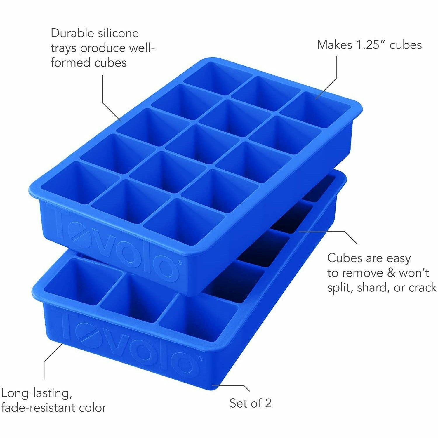 Final Touch Silicone Ice Molds- Set Of 3 Stackable Single 1.75 Inch Cubes