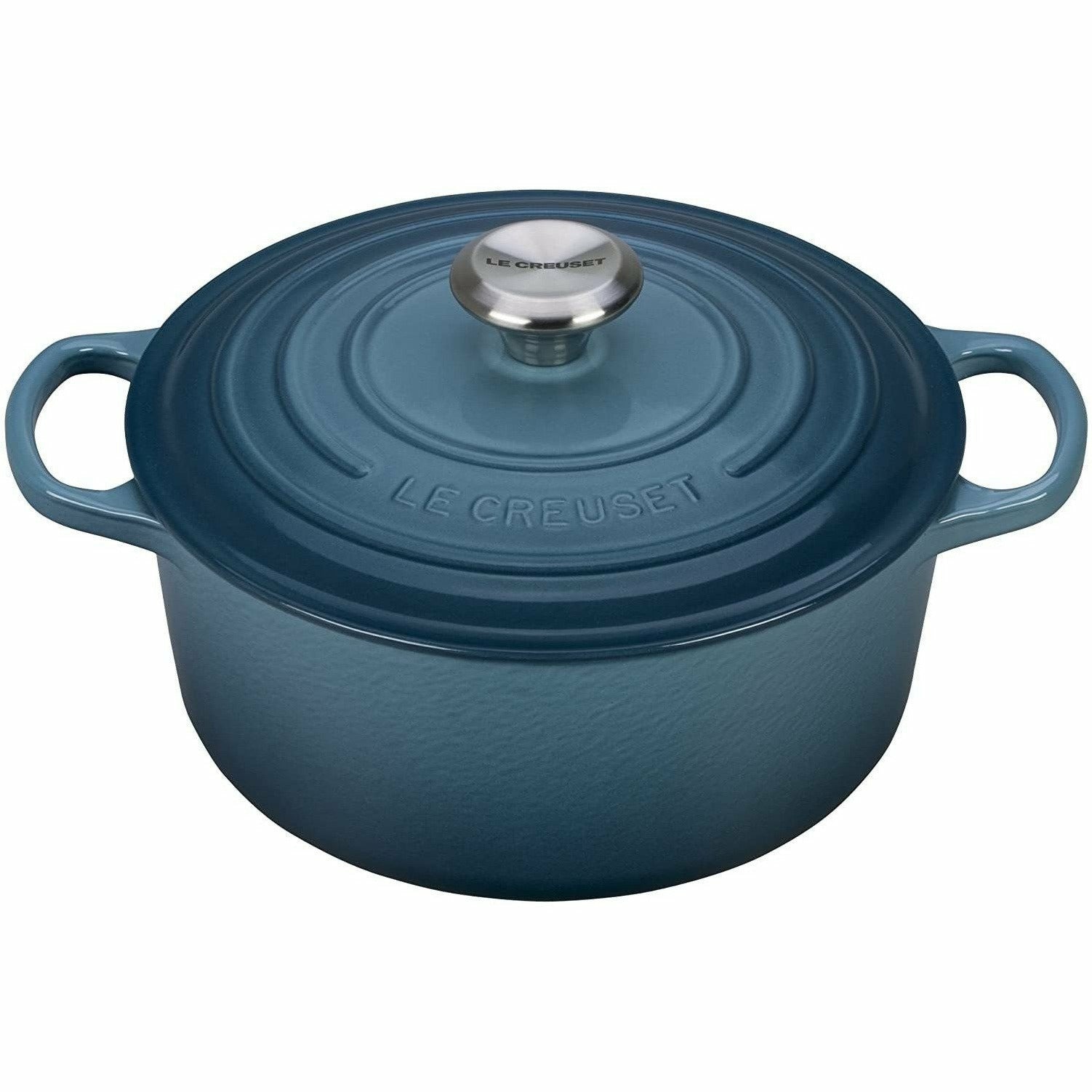 Enameled Cast Iron Dutch Oven Pre-seasoned Pot with Lid & Handles, 4 Quart  Enamel Coated Cookware Pot with Silicone Handles and Mat for Cooking,  Basting, or Baking, Blue