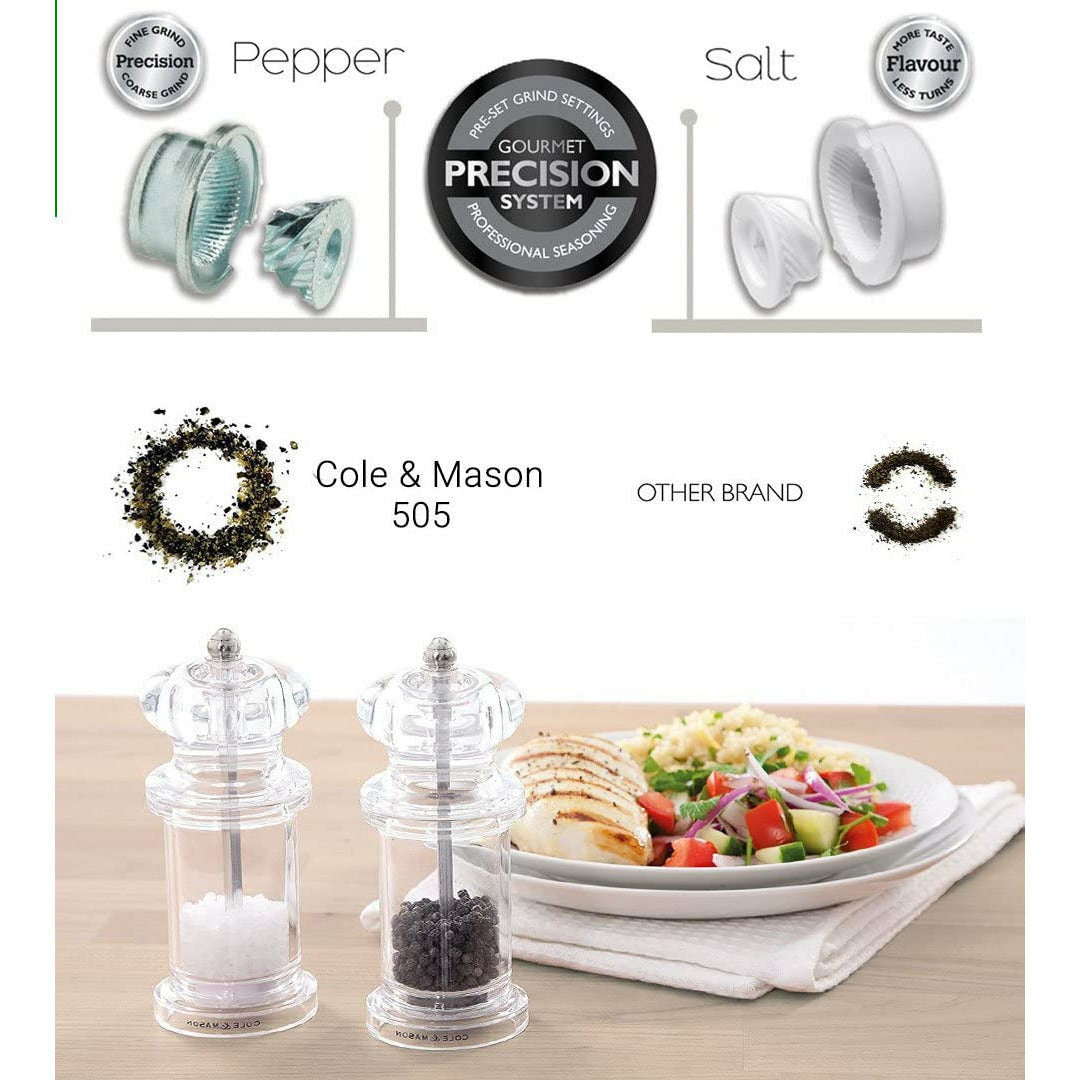 Cole&Mason Precision Grind 505 Salt and Pepper Mill Gift Set - Acrylic/Clear, 14 cm