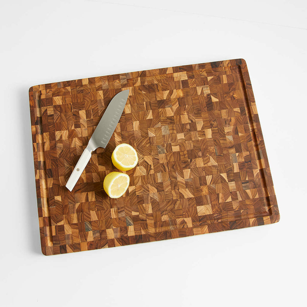 Teak Cutting Board - Edge Grain with Corner Hole & Juice Canal