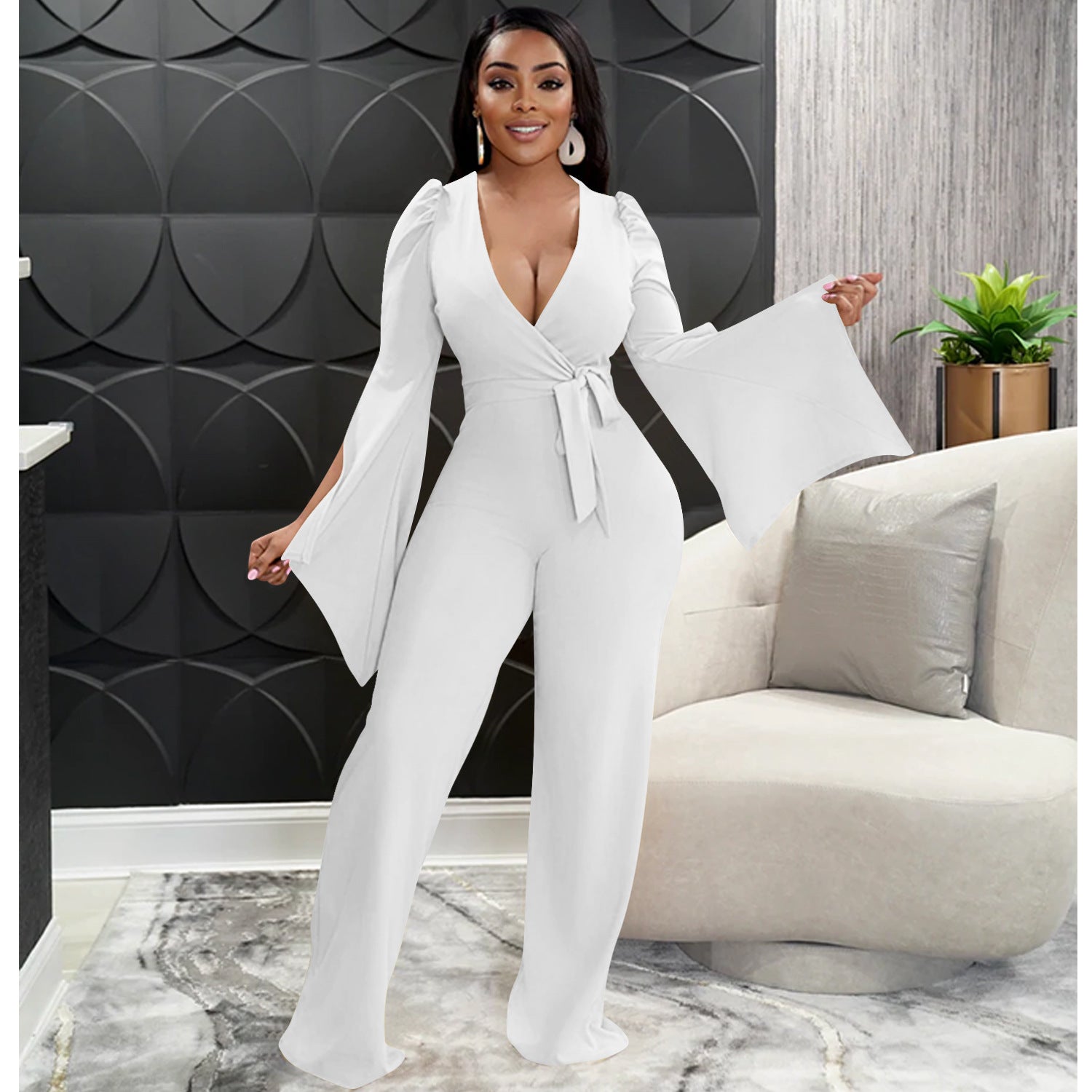 Irregular Flared Sleeve Wide Leg Jumpsuit – myfancywear