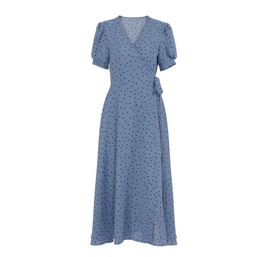 Elegant in Dot Wrap Midi Dress – myfancywear