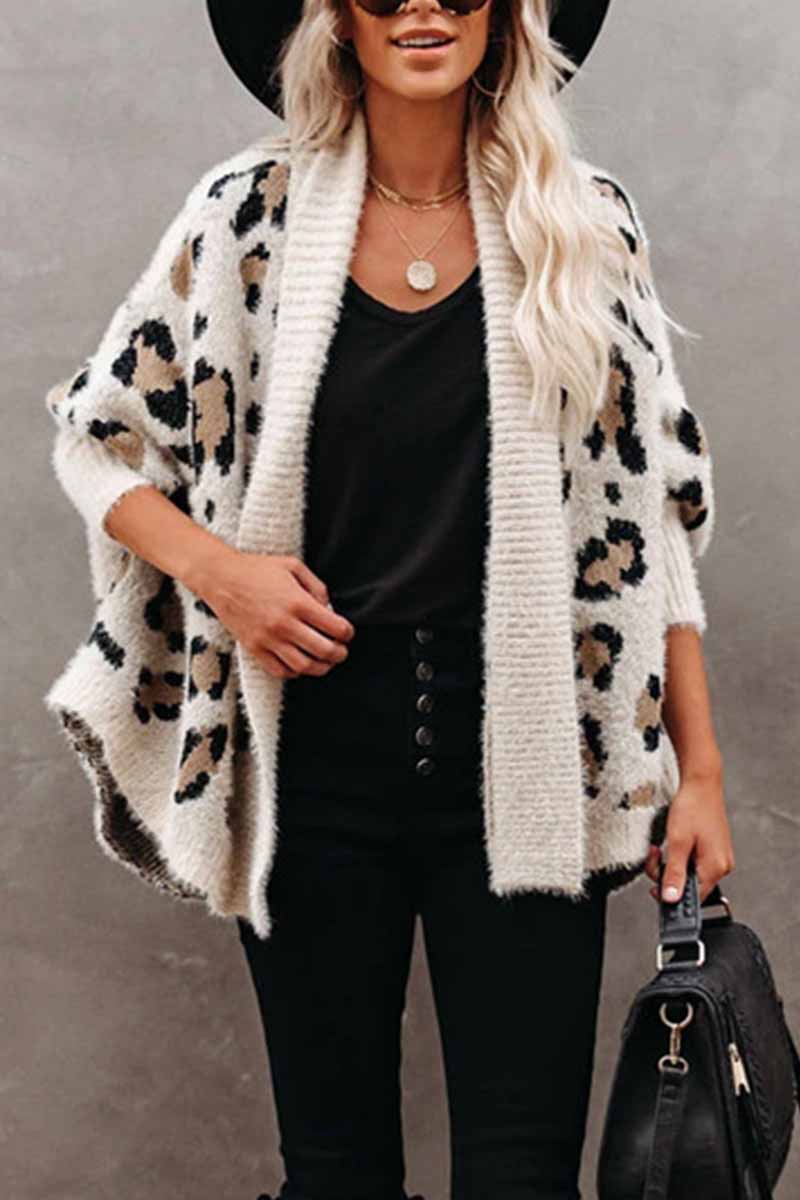White Leopard Knit Cardigan – myfancywear