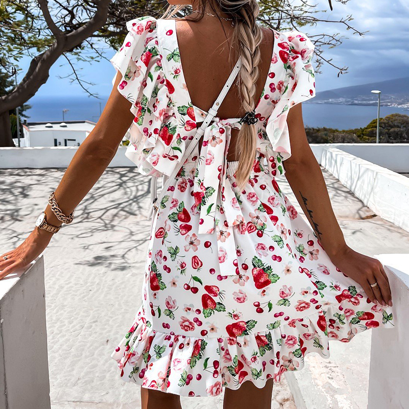 Floral Ruffle Tie Back Mini Dress – myfancywear