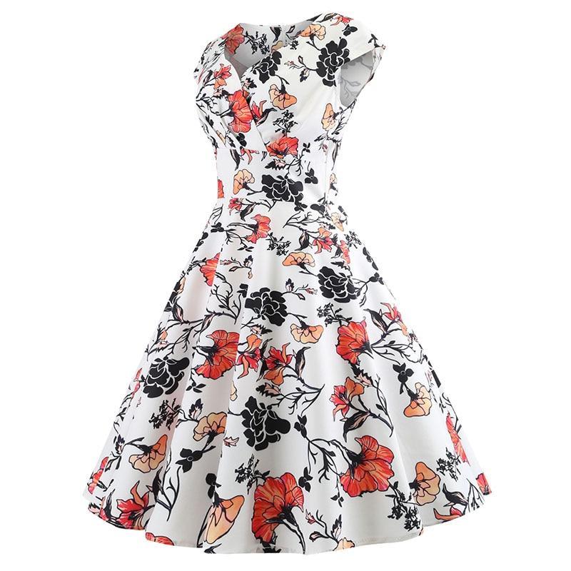 Women Short Sleeve Vintage Elegant Swing Party Summer Dresses – myfancywear