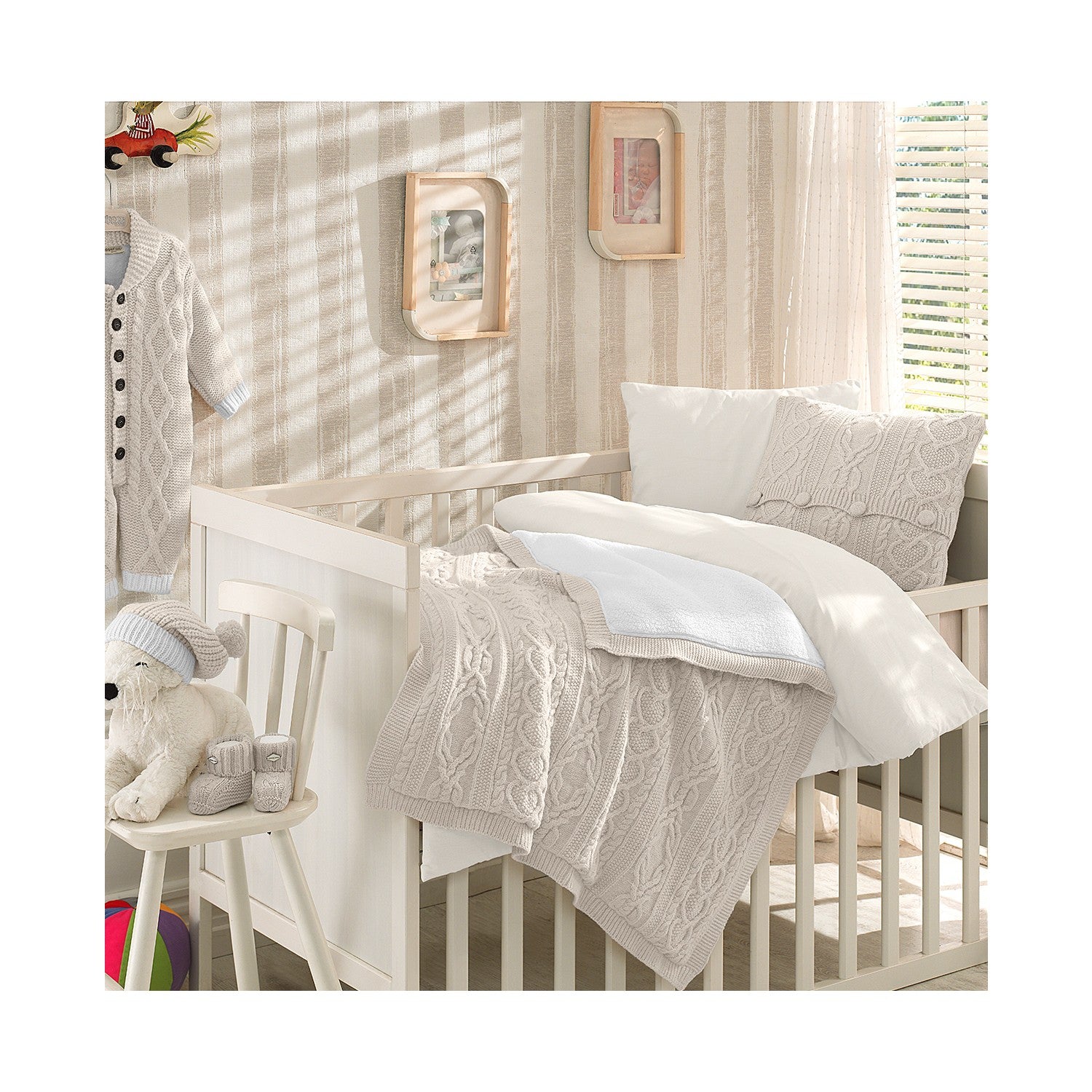 Merino Wool Blended Cot Bedding Set Unisex New Baby Gift