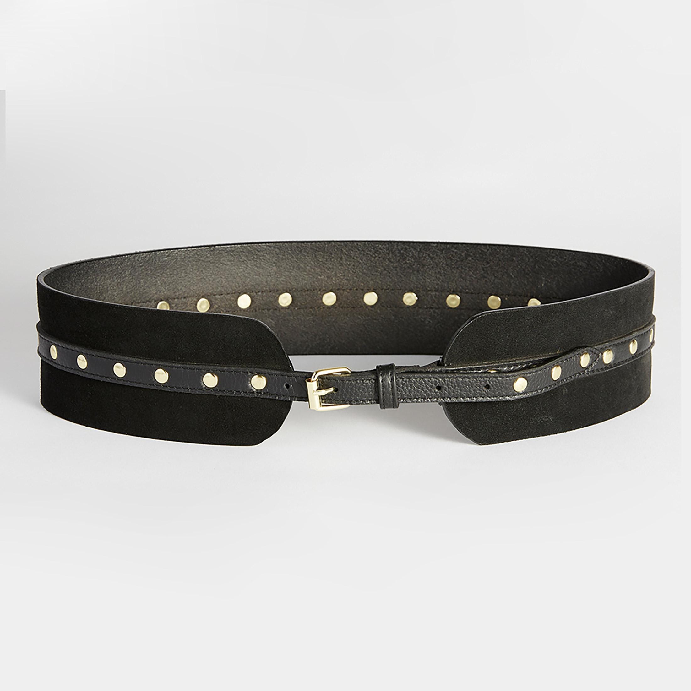 wide leather belt black