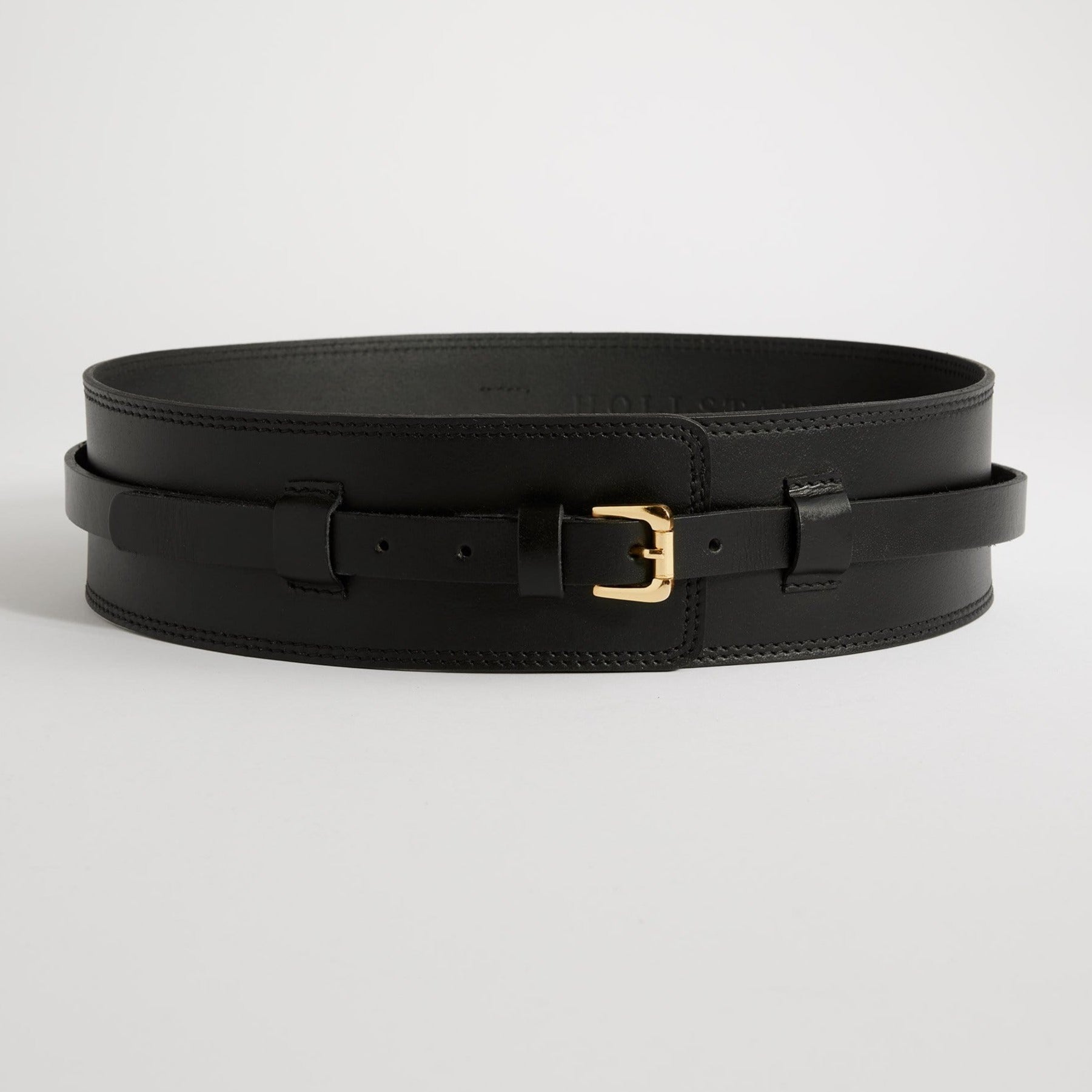 wide leather belt black