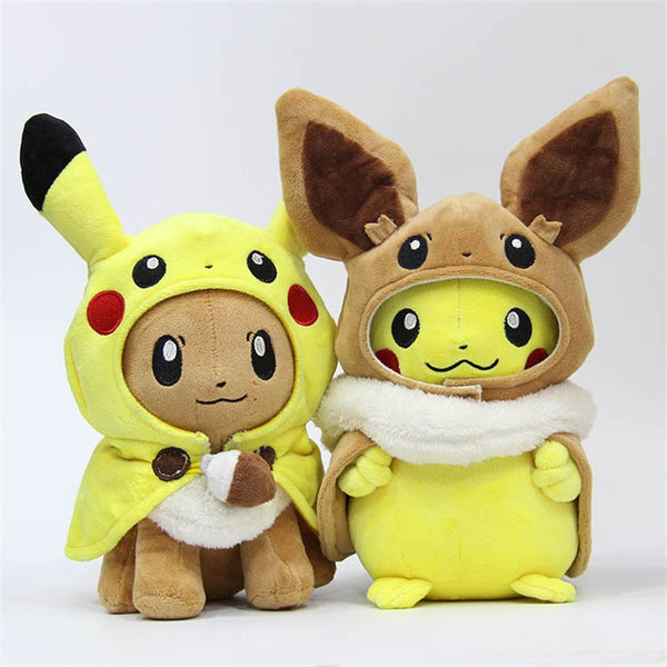 pikachu with eevee hoodie plush