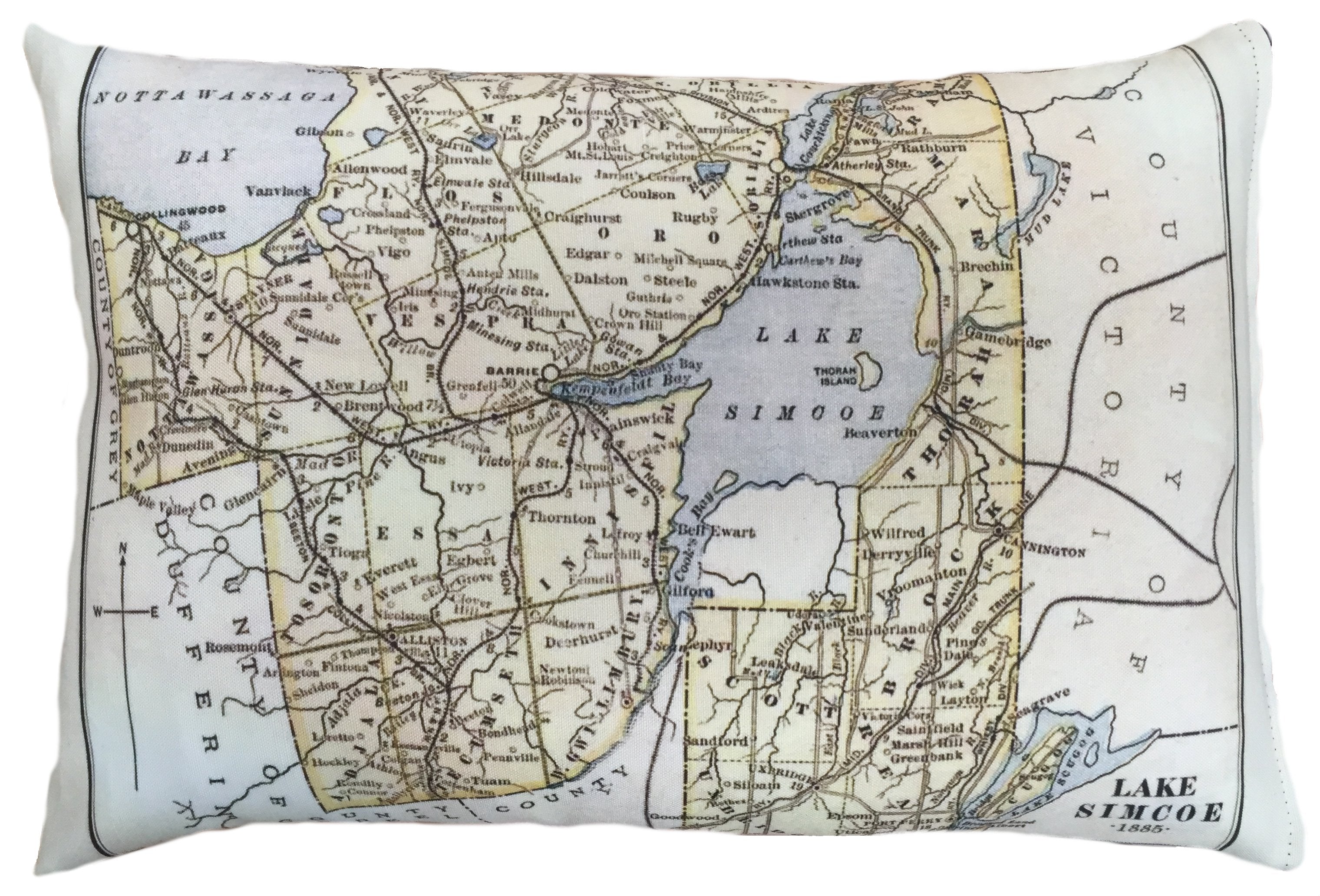 Vintage Map Pillow Lake Simcoe ?v=1592329225
