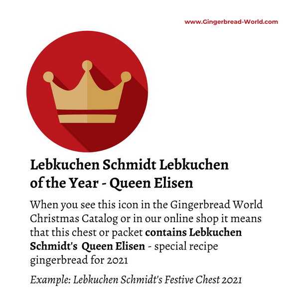 Gingerbread World European Christmas Market - Eight Icons for Christmas 2021 - Lebkuchen of the Year - Schmidt Queen Elisen