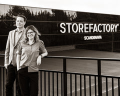 Storefactory Owners and Designers Mats and Madeleine in front of Storefactory showroom