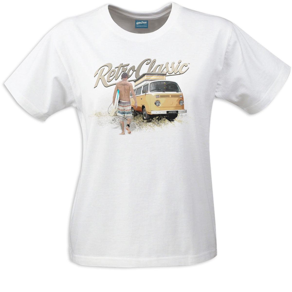 Retroclassic Clothing Vintage Vw T Shirt Womens Surfer Dude And Bus