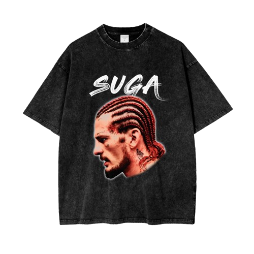SUGA Side Face White Text T-SHIRT