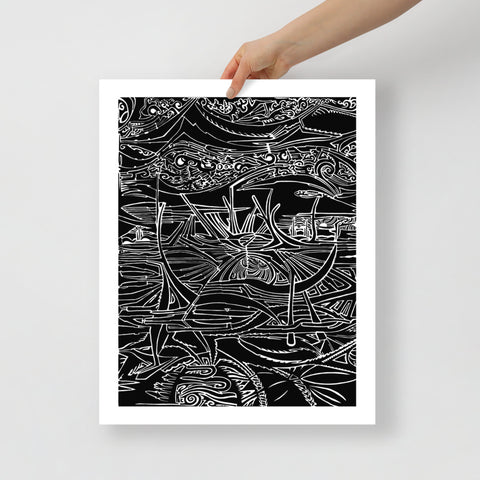 Large modern art print titled: Departures