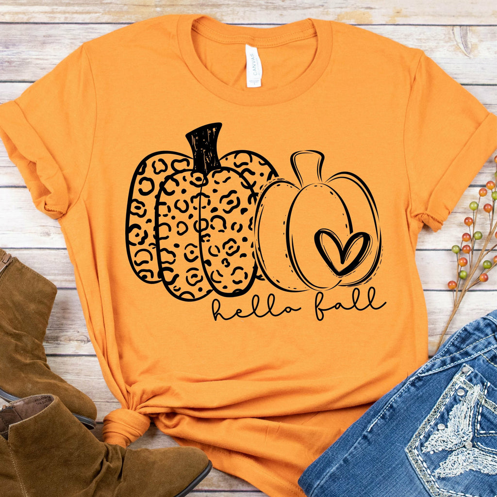 Download Double Pumpkin Leopard Hello Fall - Fall- Screen Print ...