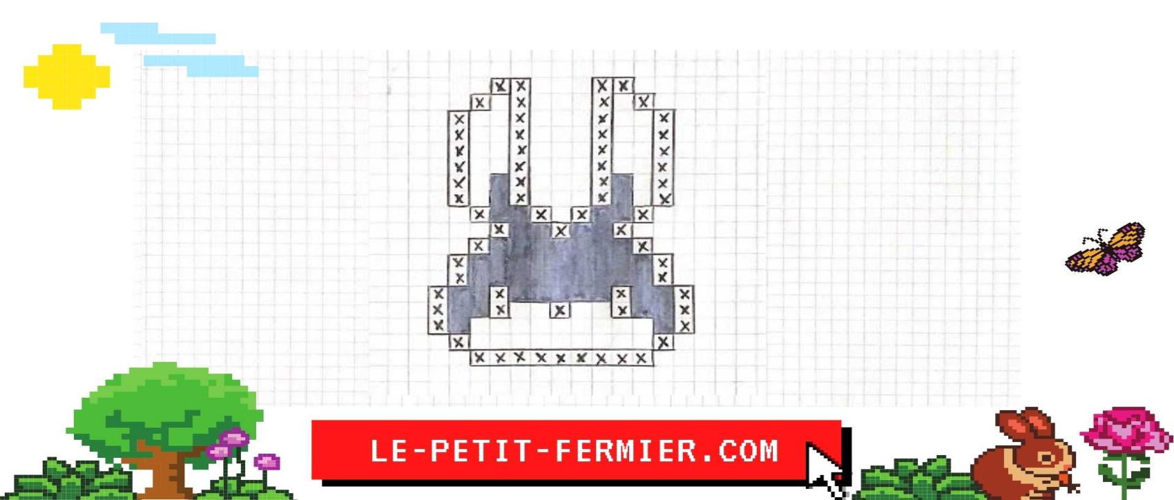 Etape 6 du dessin lapin kawaii en pixel art