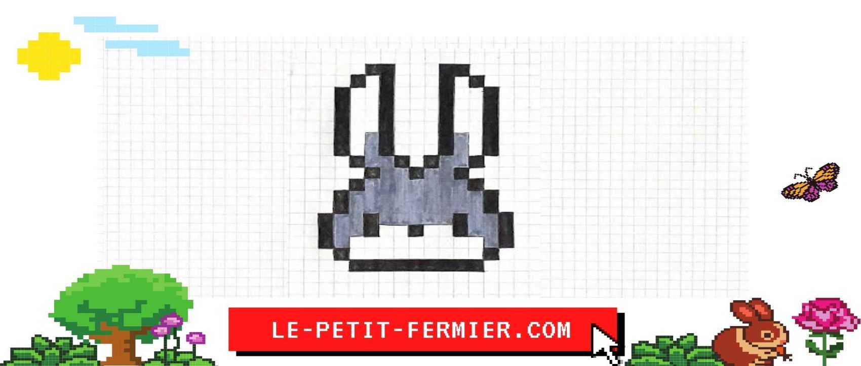 Résultat final du dessin lapin kawaii en pixel art