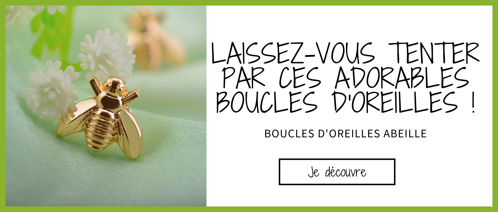 Bannière boucles d'oreilles abeille dorées