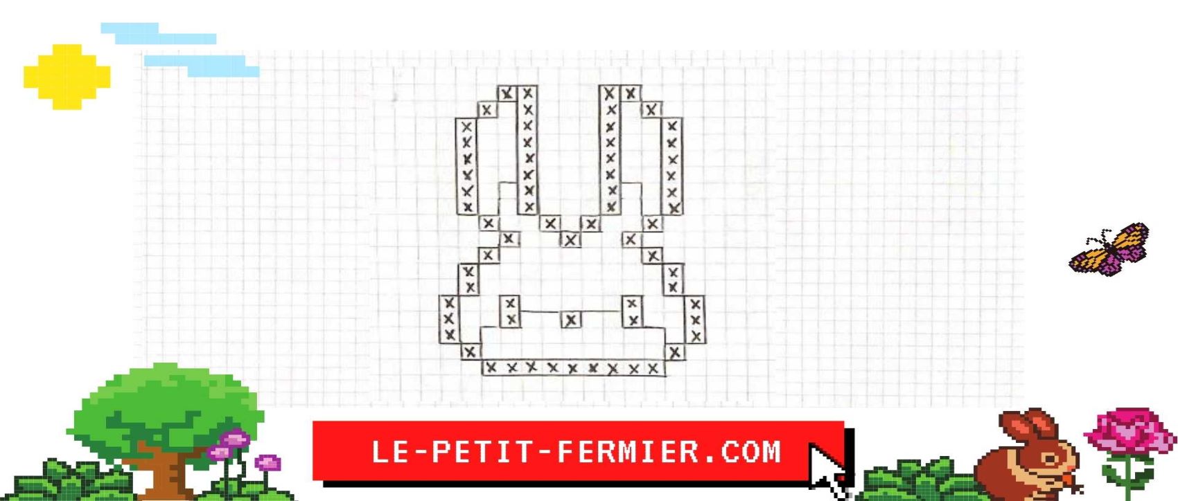 Etape 5 du dessin lapin kawaii en pixel art