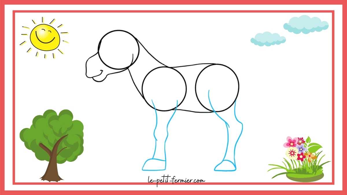 Comment dessiner un âne facilement Étape 4 : Les grandes jambes 