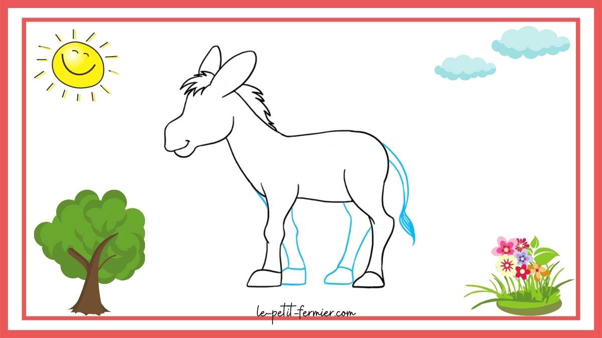 Comment dessiner un âne facilement Étape 7 : La queue de l'âne