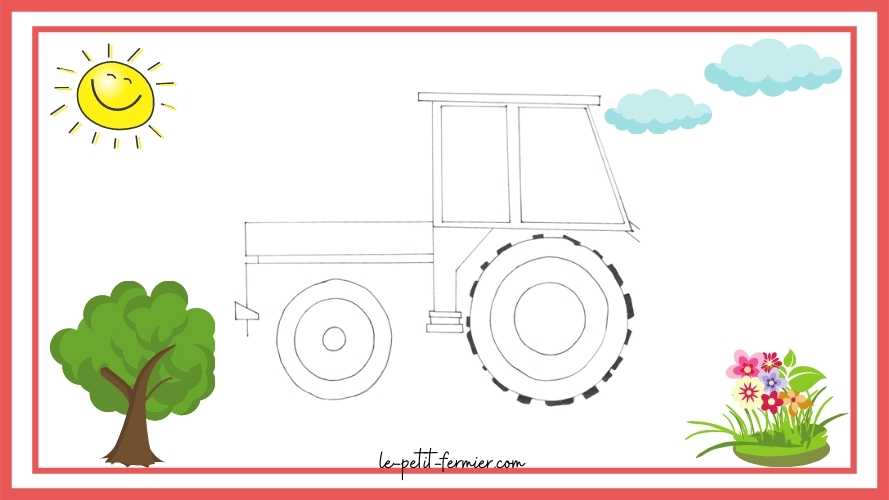 Comment dessiner un tracteur facilement Étape 5 : La roue arrière 