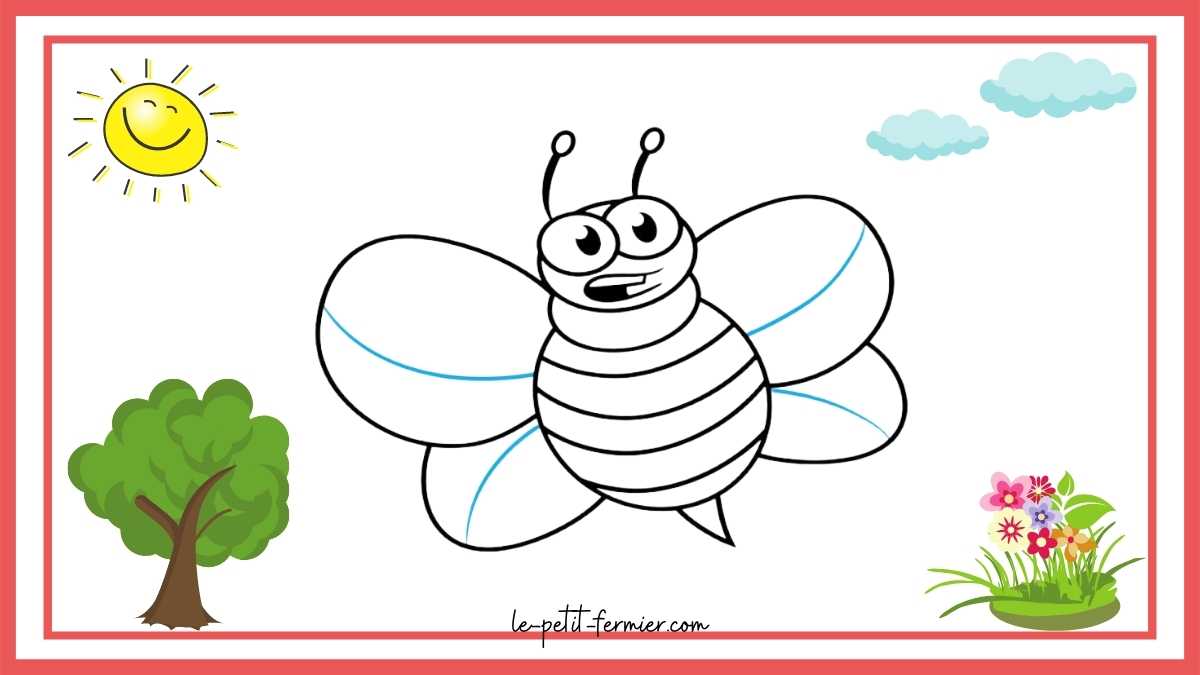 Comment dessiner une abeille facilement Étape 9 : Les bandes et le dard