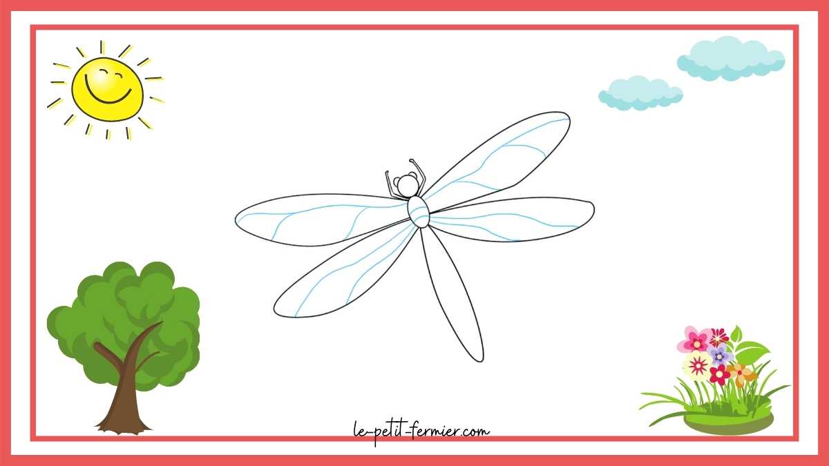 Comment dessiner une libellule étape 8 : les détails sur les ailes