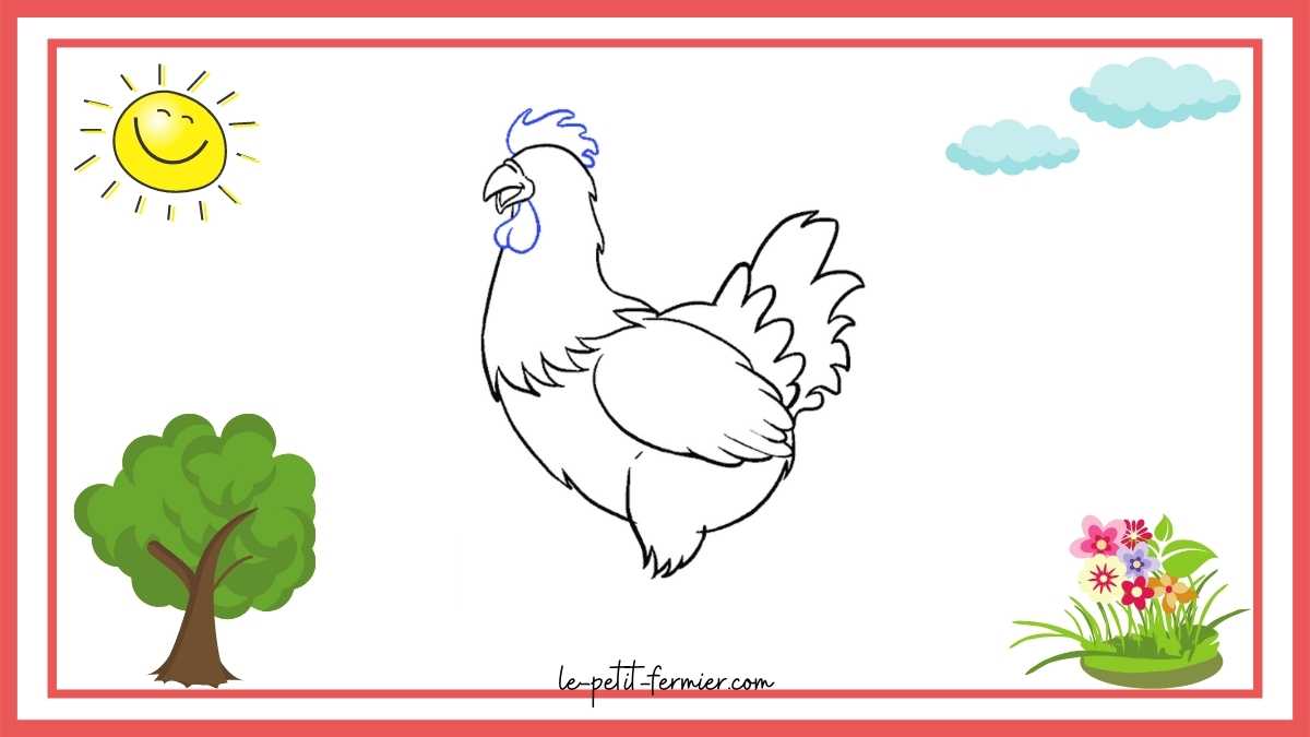Comment dessiner une poule facilement étape 7 le bec et la crête