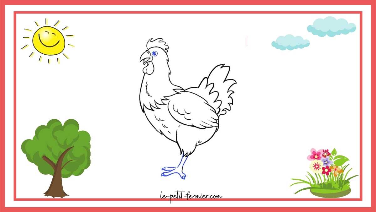 Comment dessiner une poule facilement étape 9 la patte avant