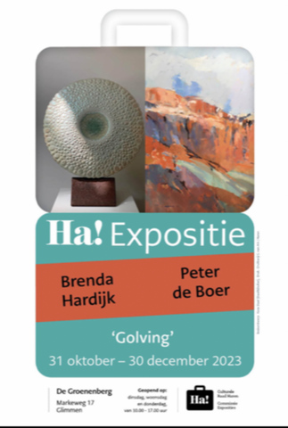 Ha! Expositie Brenda Hardijk, visueel creator en Peter de Boer kunstschilder exposeren in de periode van 31 oktober tm 30 december 2023 in de Groenenberg, Markeweg 17 te Glimmen