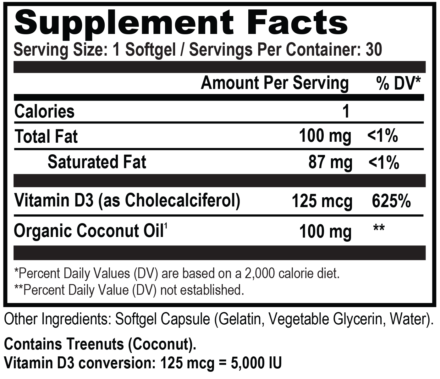 Vitamin D3 w/ Organic Coconut Oil - Natural Stacks Australia