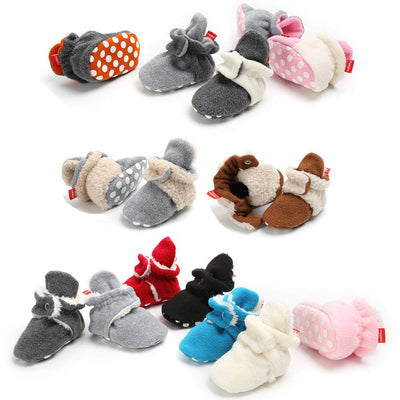 PanGa Winter Cotton Booties Socks for Unisex Baby Soft Sole Non-Slip Fleece Cozy Socks Infant Toddler First Walkers Crib Slippers Shoes
