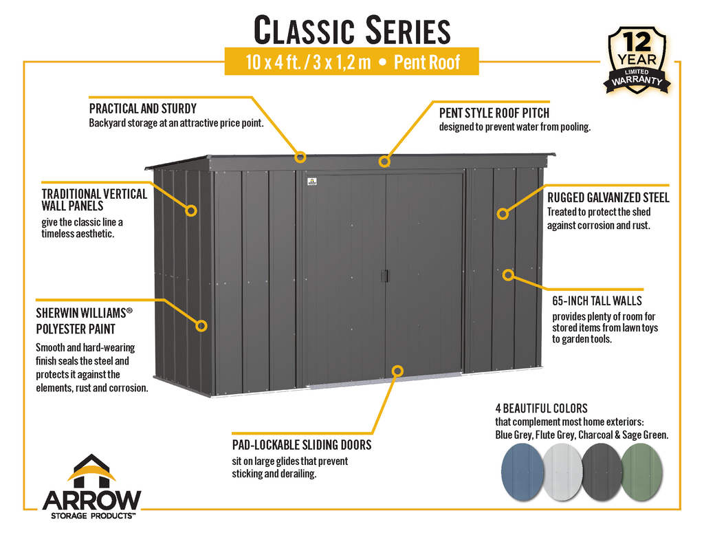 Arrow Classic Steel Storage Shed