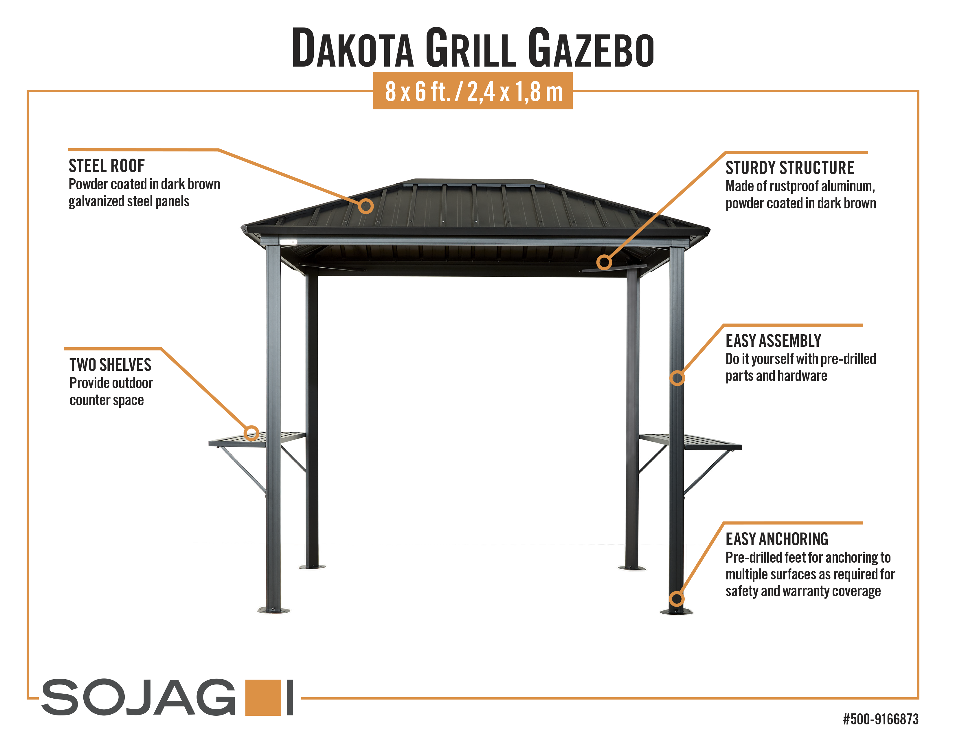 Sojag Dakota, 6 ft. x 8 ft. BBQ Gazebo