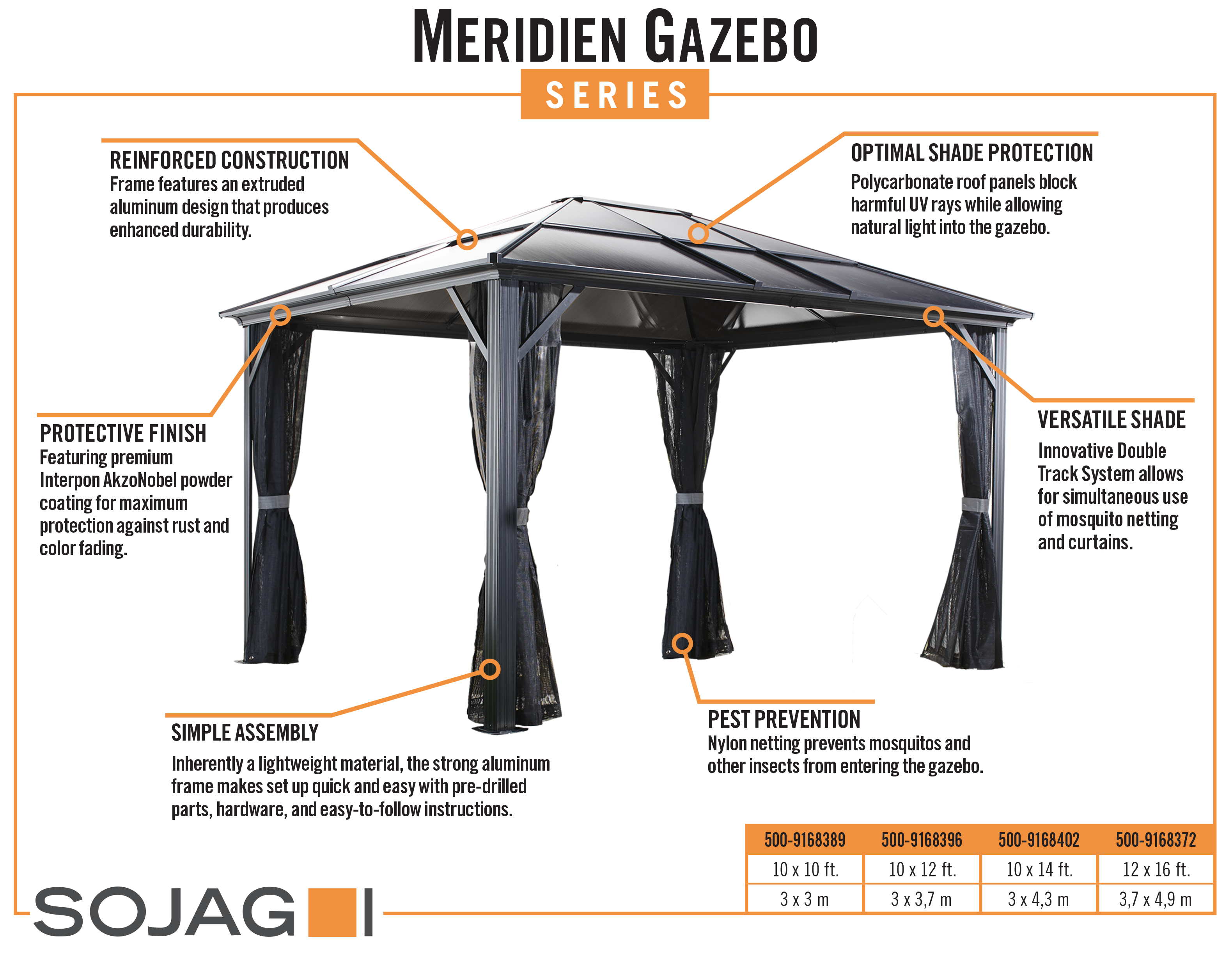 Sojag Meridien Gazebo with Mosquito Net