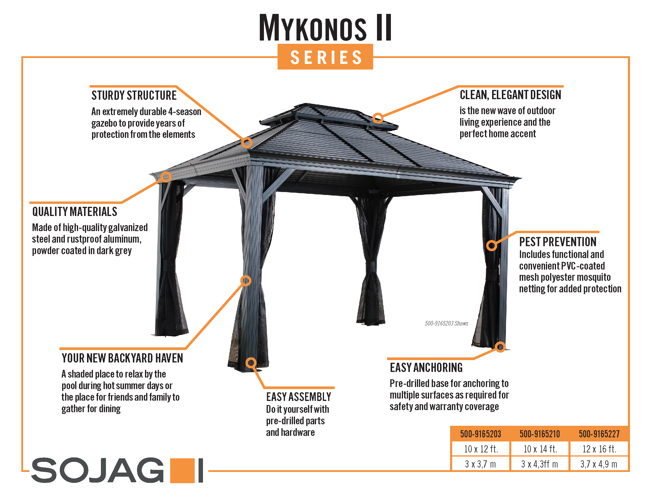 Sojag Mykonos II 10 ft. x 12 ft. Gazebo