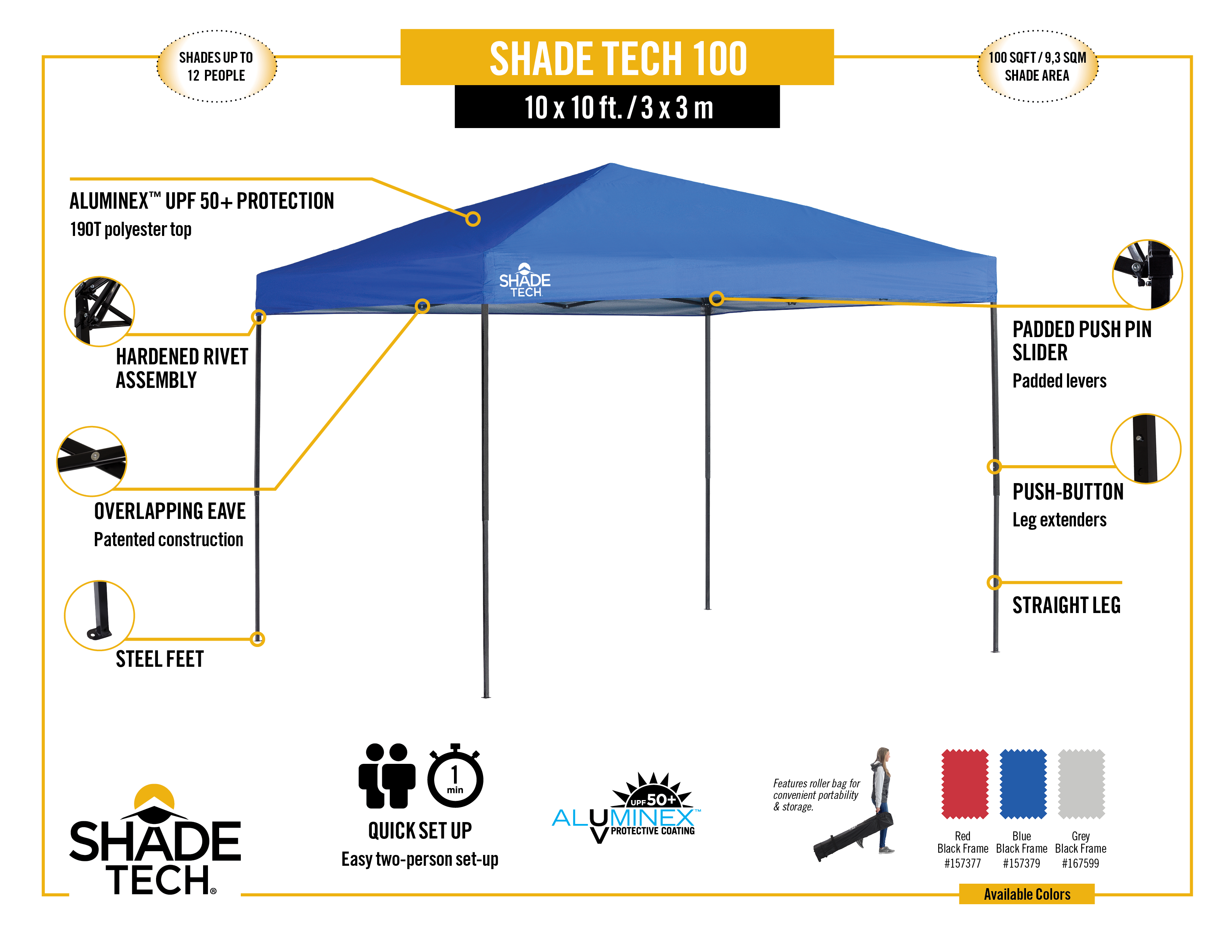 Shade Tech ST100 10 x 10 ft. Straight Leg Canopy