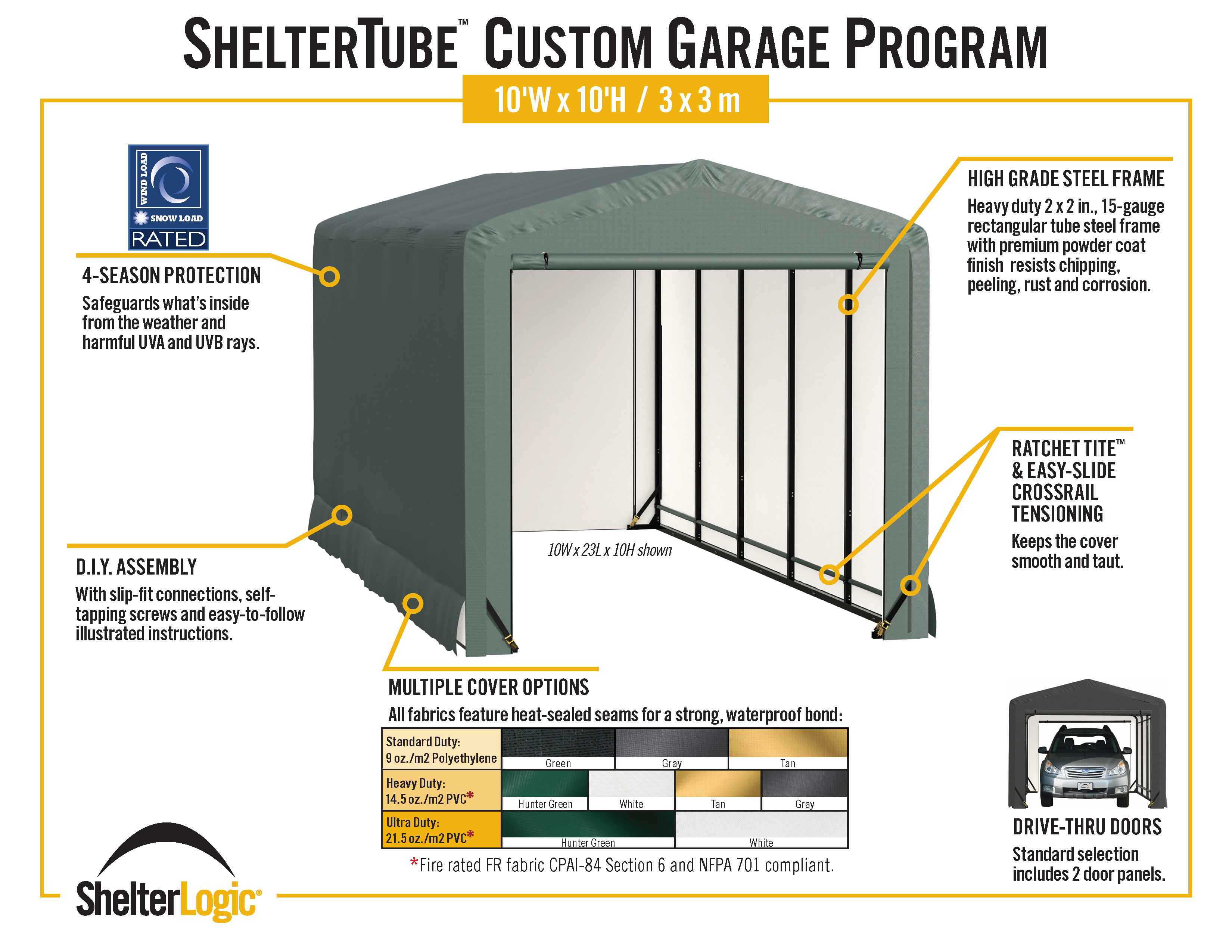 ShelterTube Wind and Snow-Load Rated Garage, 10x14x10