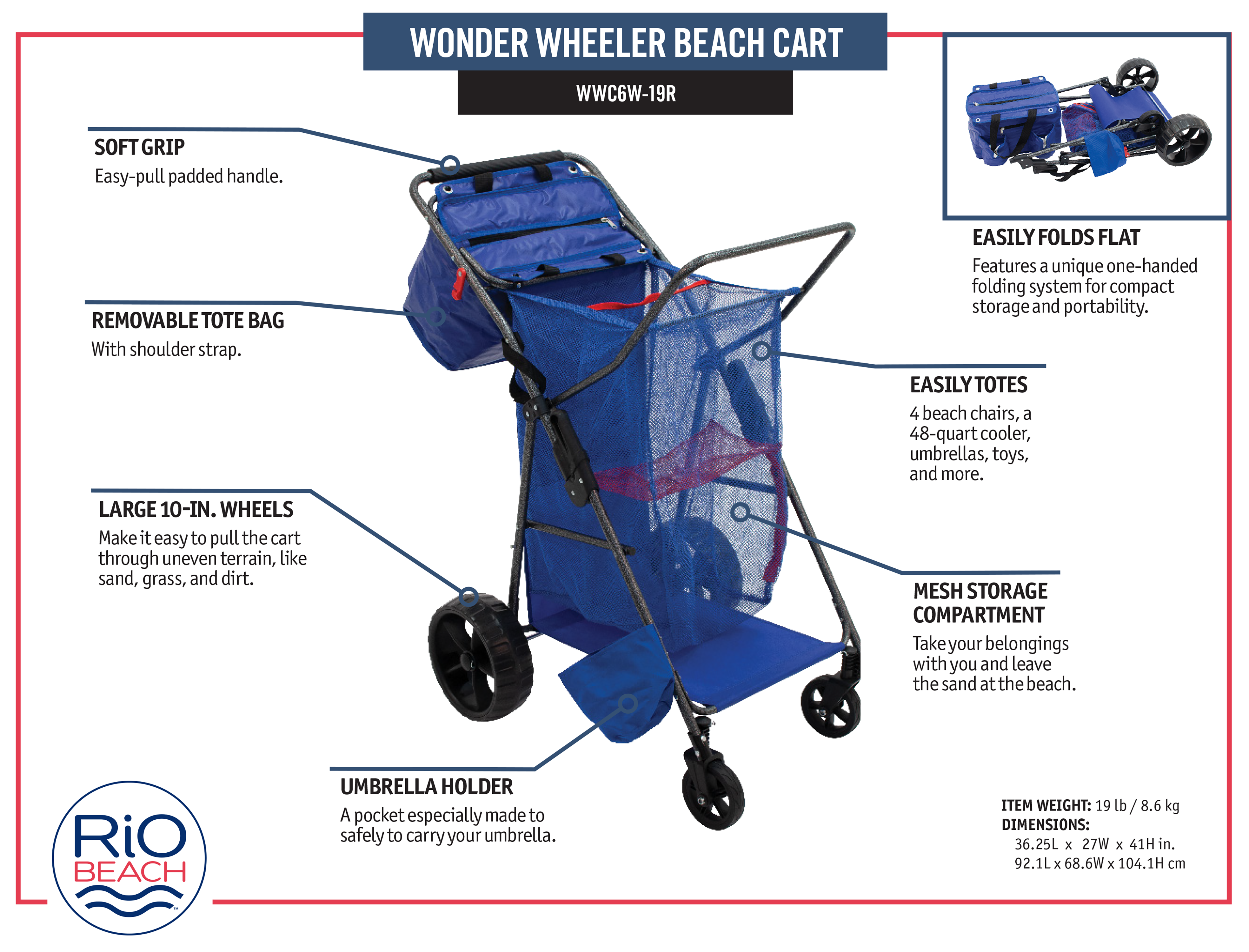 RIO Beach Deluxe Wonder Wheeler Beach Cart